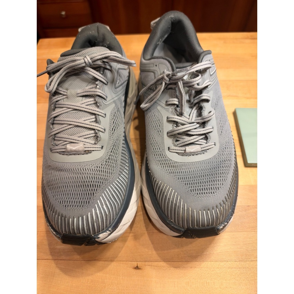 Hoka One One Bondi 7 Mens Grey Road Running Shoes Maximalist Cushioned Sneakers